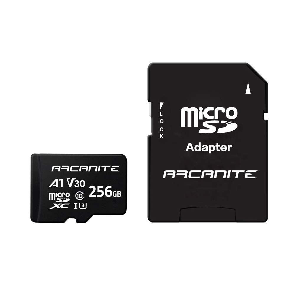 ARCANITE 256GB microSDXC Memory Card with Adapter - A1, UHS-I U3, V30, 4K, C10, Micro SD, Optimal read speeds up to 90 MB/s A1 High Speed 256 GB