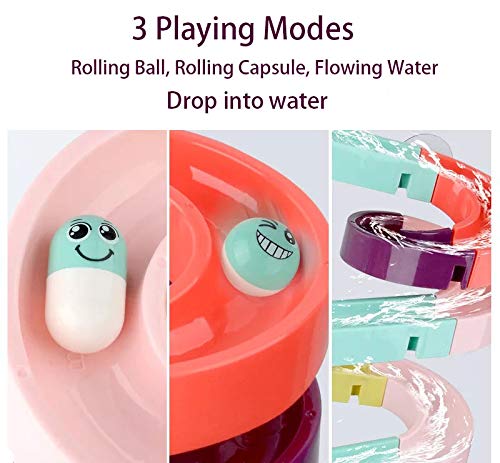 24pcs Free Combination of Track Bath Toy with Floating Duckling and Scooper Watermill Toy Bath Time DIY Orbit Pathway Water Game with Suction Cups for Toddlers Children Boys and Girls 3 4 5 Years Old