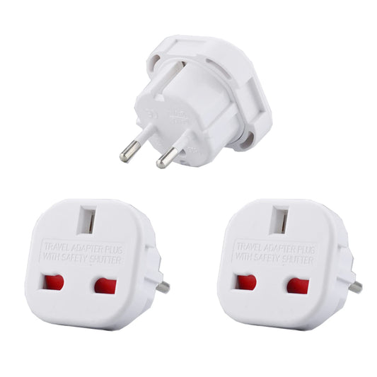 【3 Packs】Travel Adapter UK to European Plug Adapter, UK to Europe Converter Type C/E/F for Spain, France, Italy, Portugal, Poland, Greece, Netherlands, Turkey and more.