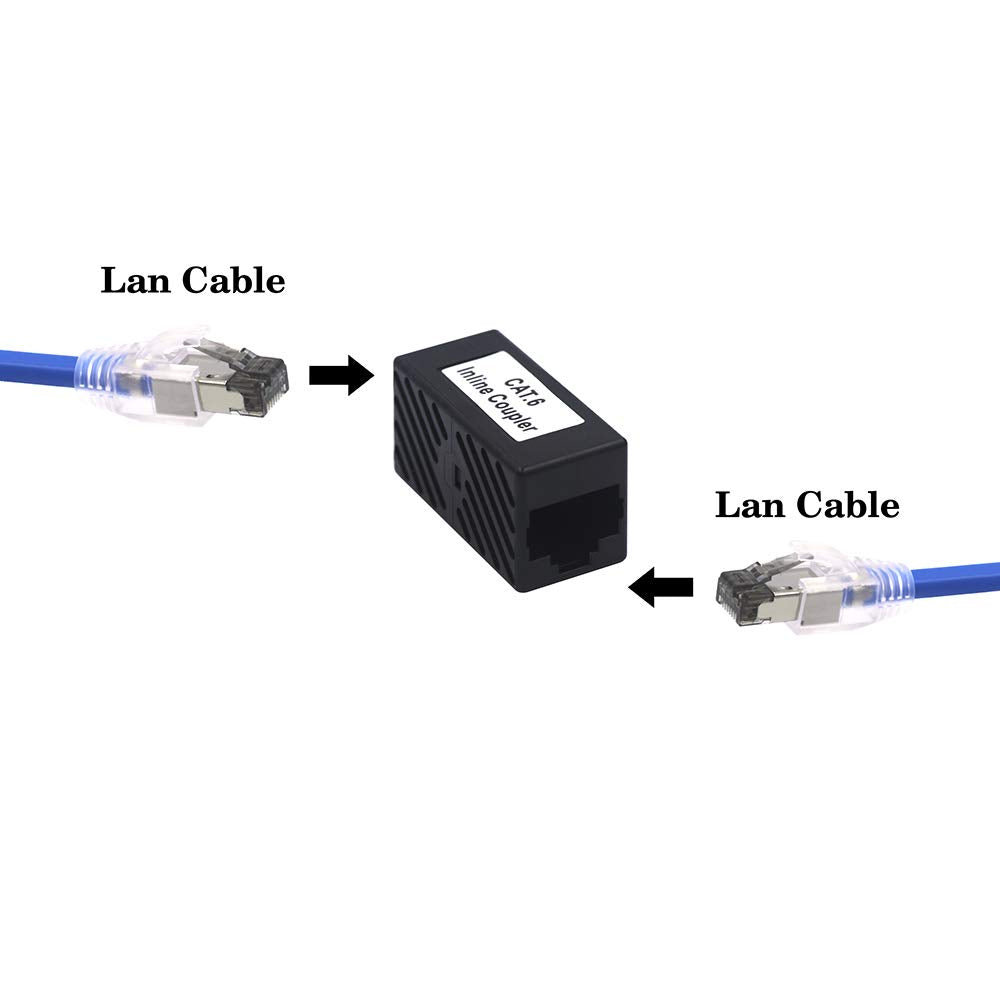 VCE RJ45 Coupler, Cat6 Ethernet Cable Connector Female to Female 5 Pack for Cat6/Cat5e, Network Extender Joiner in Black