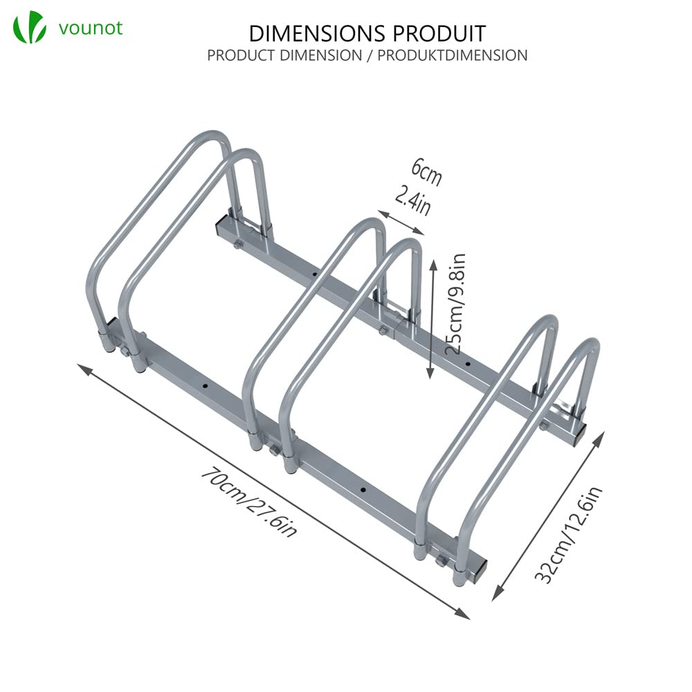 VOUNOT 3 Bike Stand Floor or Wall mounted bike rack for garage Bicycle Parking rack Cycle Storage Locking Stand 3 racks