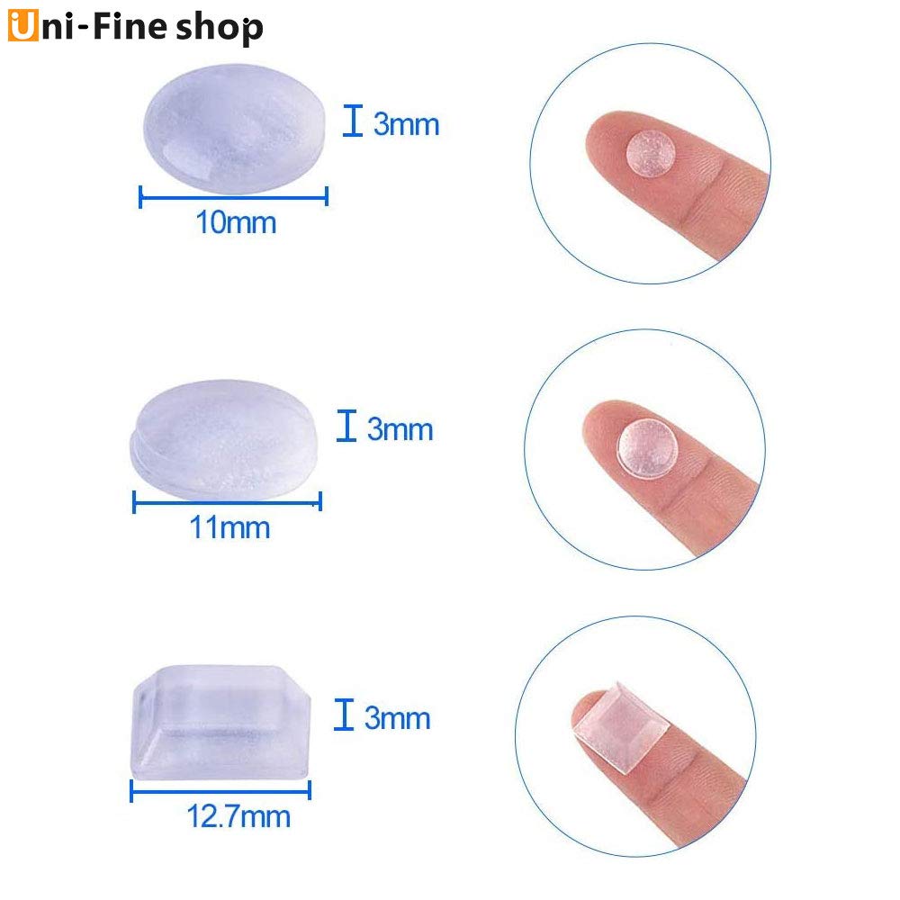 Uni-fine 3 Sizes Clear Rubber Feet, Bumper Pads Adhesive Rubber Feet, Cabinet Door Bumpers - Round, Hemispherical, Square Noise-Dampening Bumpers for Door Drawers Notebook Glass Non Slip (122Pcs) 3 Taille(122 pcs)