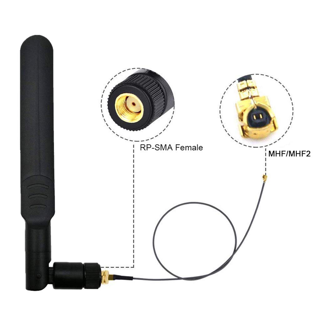 WayinTop 2Set 8dBi 2.4GHz 5GHz Dual Band Wireless Network WiFi RP-SMA Male Antenna + 20cm U.FL/IPEX to RP-SMA Female Pigtail Cable for Mini PCIe Card Router Repeater Desktop PC FPV UAV Drone PS4