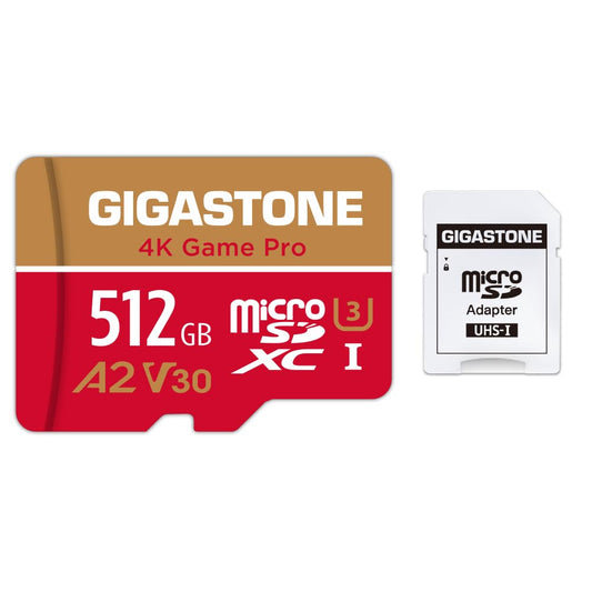 [5-Yrs Free Data Recovery] Gigastone 512GB Micro SD Card, Game Pro, MicroSDXC Memory Card for Nintendo-Switch, GoPro, Action Camera, DJI, 4K UHD Video, R/W up to 100/60 MB/s, UHS-I U3 A2 V30 C10 512 GB Game Pro 1PK