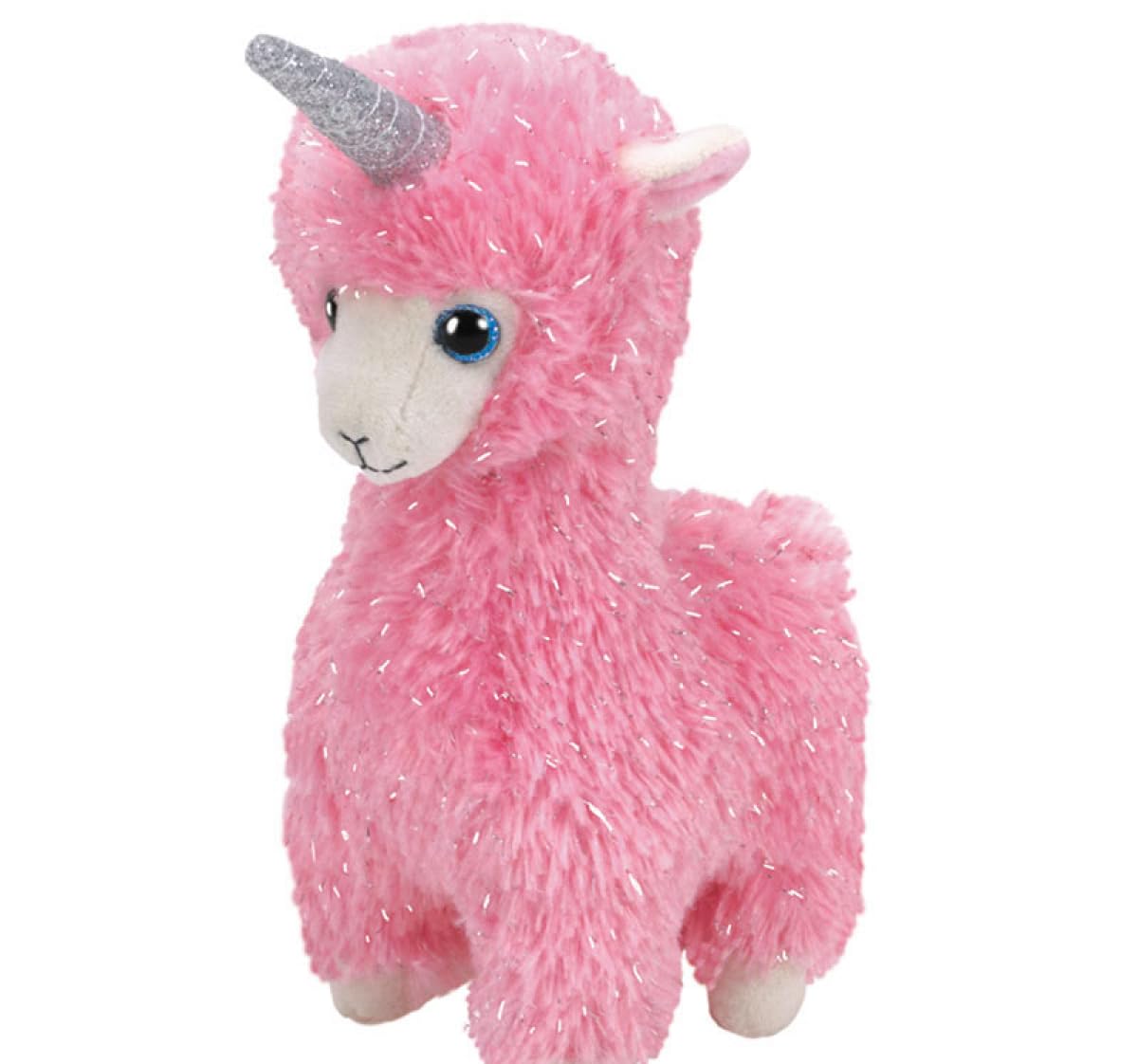 TY Lana Pink Llama W/Horn - Beanie Babie