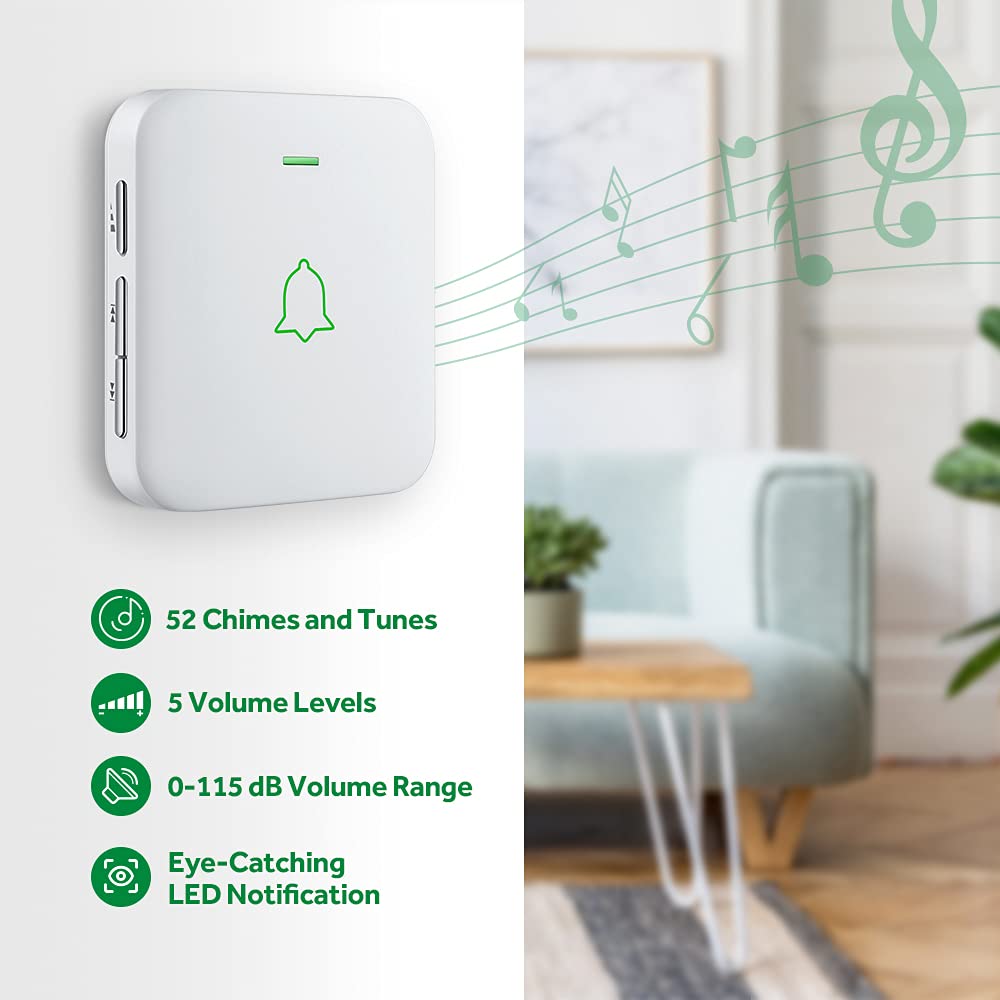 AVANTEK Mini Wireless Doorbell Add-on Plug-in Receiver, White Door Bell Receivers Cr-2-e (White)