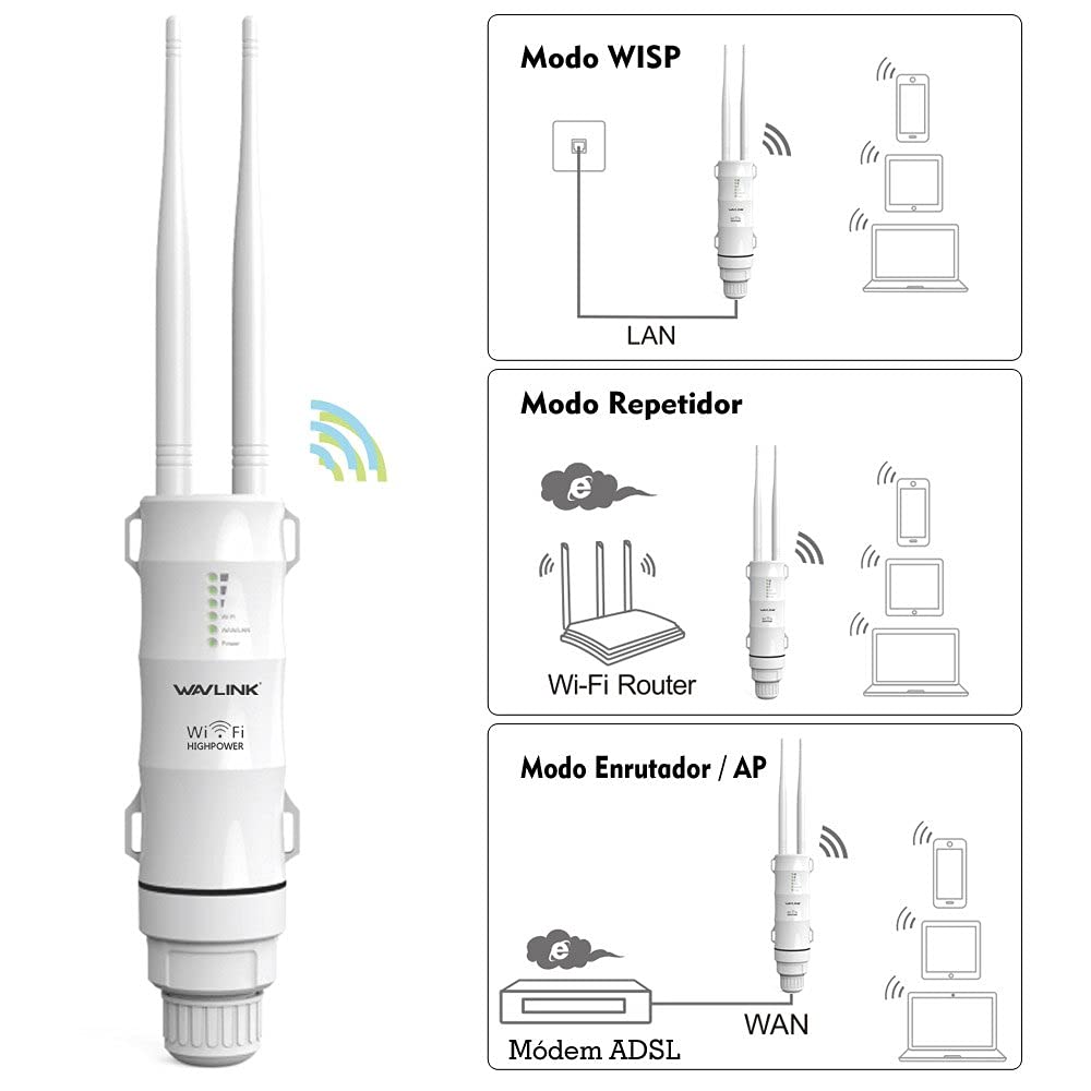 Wavlink AC600 Wireless Outdoor WiFi Signal Booster,Access Point/Outdoor Router/Repeater/WISP,Support Passive PoE, Dual-Band 2.4GHz 150Mbps + 5GHz 433Mbps, Ideal for Garden Wi-Fi