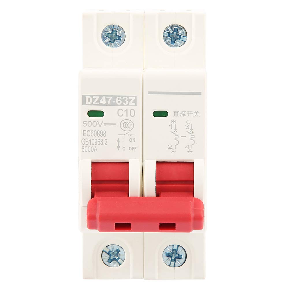 2P DC Miniature Circuit Breaker 500V 10A Mini Photovoltaic Circuit Breaker MCB Safety Breaker DZ47-63Z-2P Electrical Protection Accessories