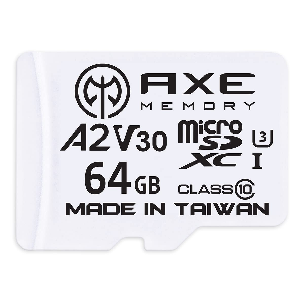 AXE MEMORY 64GB Micro SD Card 4K Ultra HD Video Premium Speed MicroSDXC Up To 100MB/S A2 V30 UHS-I U3 MicroSD, A2 Premium Speed, White 64 GB