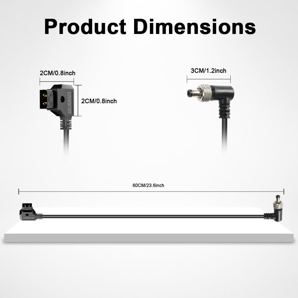 Alvin's Cables D-Tap to Locking DC 5.5 * 2.1 Atomos Monitor Power Cable for Video Devices PIX-E7 PIX-E5 7 Touchscreen Display Hollyland Mars 400s 60CM Right Angle DC 60CM