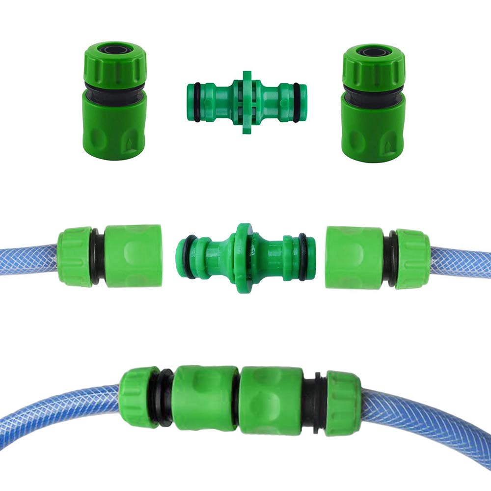 4PCS Double Male Hose Connectors & 8PCS End Quick Connectors for Hose Pipe Fitting 1/2" Plastic Tap Connector