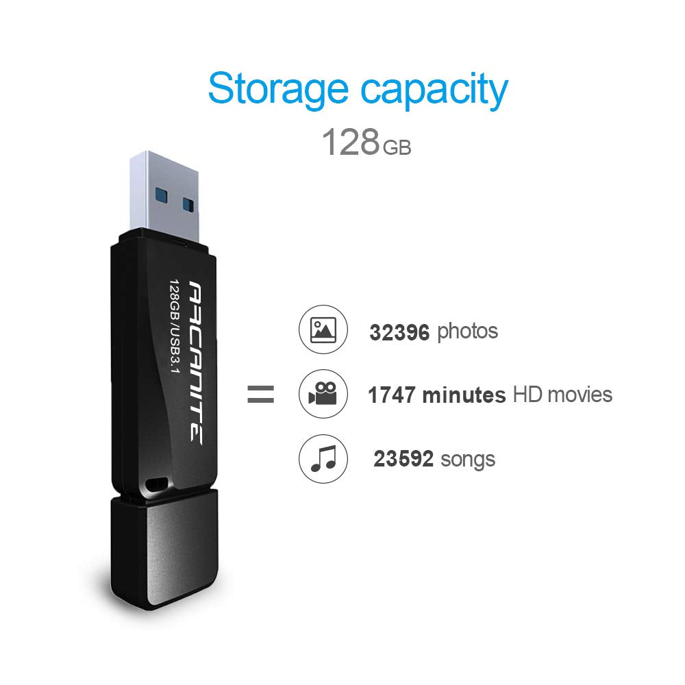 ARCANITE 128GB USB 3.1 Flash Drive, USB Memory Stick, optimal read speeds up to 400 MB/s USB-128GB