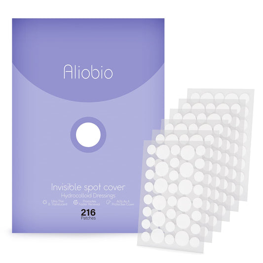 Aliobio Hydrocolloid Patches Pimple Patches Spot Patches Invisible Acne Stickers (6 sheet/216 Patches) Purple