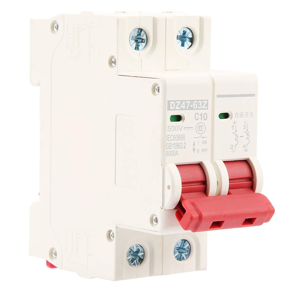 2P DC Miniature Circuit Breaker 500V 10A Mini Photovoltaic Circuit Breaker MCB Safety Breaker DZ47-63Z-2P Electrical Protection Accessories