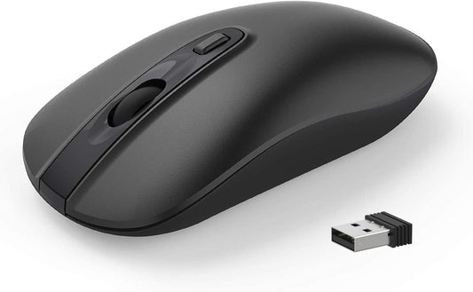 Wireless Mouse, 2.4G Slim Portable Wireless Mouse for Laptop Silent Mouse Ergonomic Cordless Design with USB Nano Receiver Compatible with PC Mac Computer Macbook Notebook (Black)