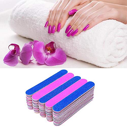 YuChiSX 200 Pcs Disposable Nail File, Double Sided Emery Boards Manicure Tools,Nail File Buffer Set for Home and Salon Use with Free Nail Polishing Buffer