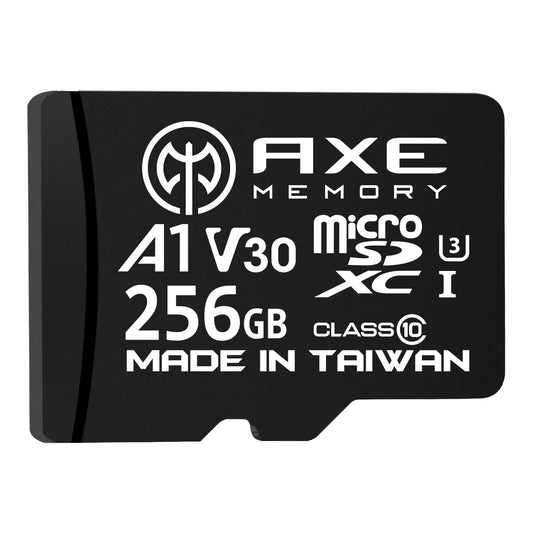 AXE MEMORY 256GB Micro SD Card 4K Ultra HD Video High Speed MicroSDXC Up To 95MB/S A1 V30 UHS-I U3 MicroSD, A1 High Speed, Black 256 GB