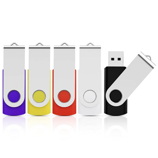 16GB USB Stick 5 Pack, KOOTION 16GB Flash Drive Thumb Drives Memory Stick Jump Drive Swivel Pen Drive with LED Light for Storage and Backup (16G, 5 Pack Mixcolor Silver Clip) 16G 5Pack Mix Color