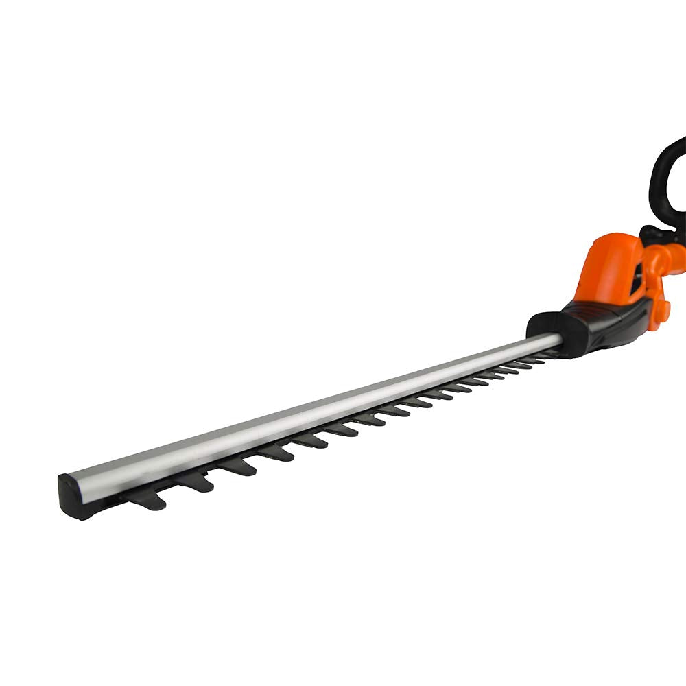 Yard Force Pole Hedge Trimmer Cordless - Extendable, Long Reach, 41cm Cutting Length, 20V Lithium-ion battery & Charger, 135° Adjustable Head, Dual Action Blades - LH C41A Orange