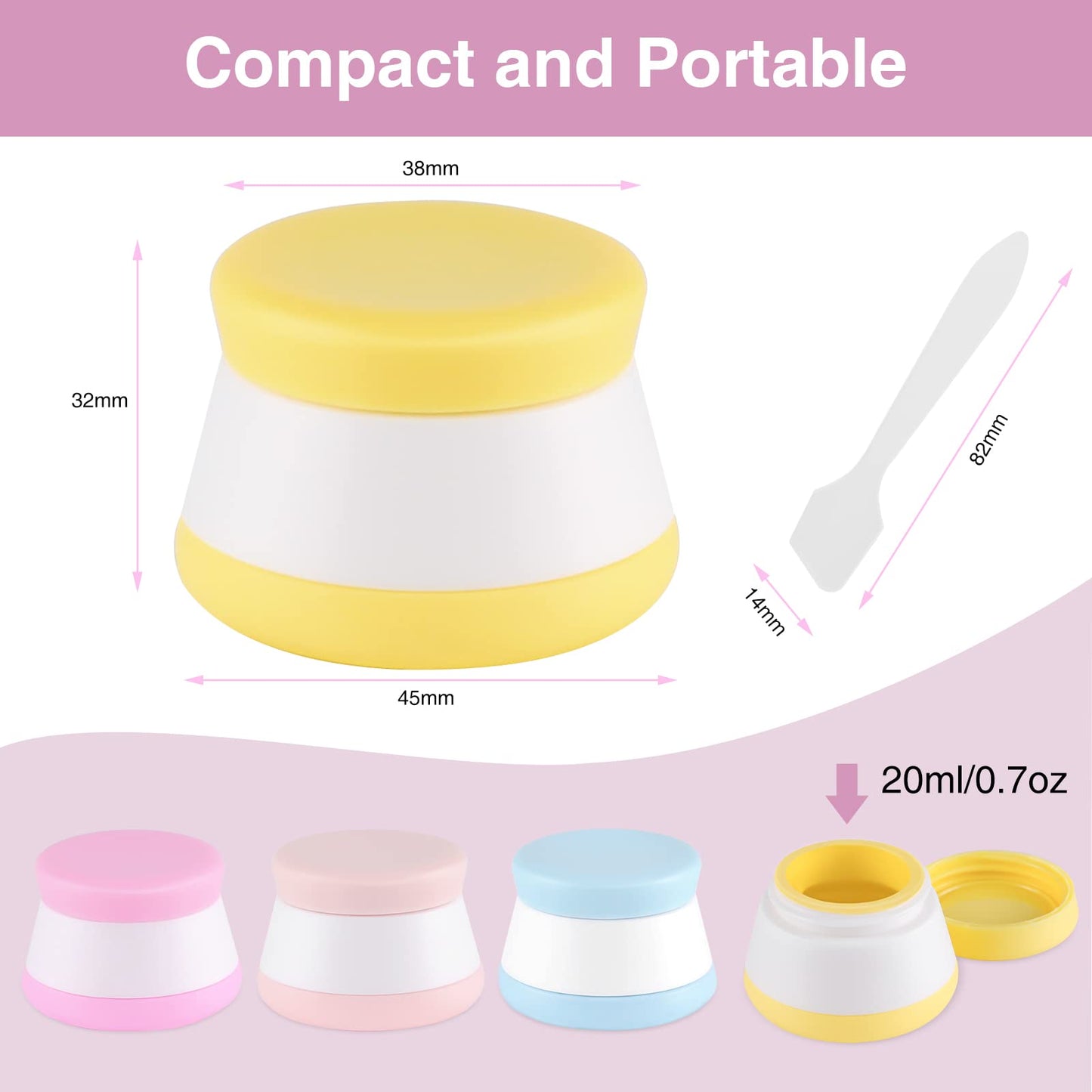 4 Pcs Silicone Travel Cosmetic Containers, Opret 20ml Leak Proof Travel Jars TSA Approved BPA Free Cream Pots for Lotions, Makeup and Toiletries