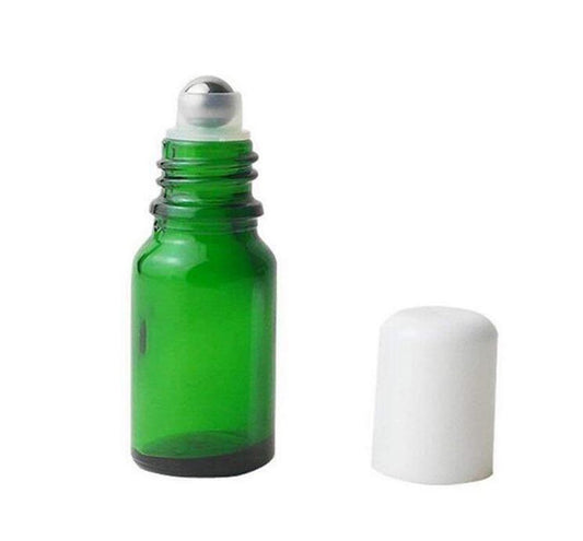 VASANA 3PCS 20ml Empty Refillable Green Glass Essential Oil Roll On Bottles Cosmetic Sample Packing Jars Pots with Metal Roller Ball And White Cap For Essential Oil Perfume