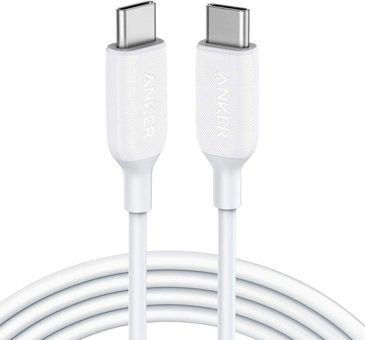 60W 6ft, Anker Powerline III USB-C to USB-C Cable 2.0, USB C Charger Cable for MacBook Pro 2020, iPad Pro 2020, Switch, Samsung Galaxy S20 Plus S9 S8 Plus, Pixel, and More (White) White