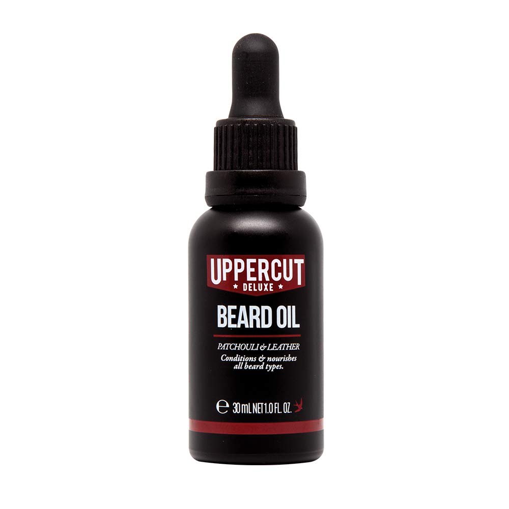 Uppercut Deluxe Beard Oil, Lightweight Beard Conditioner with Essential Oils to Nourish the Beard, Smooth Application and Light Finish, Patchouli and Leather Scent 30ml