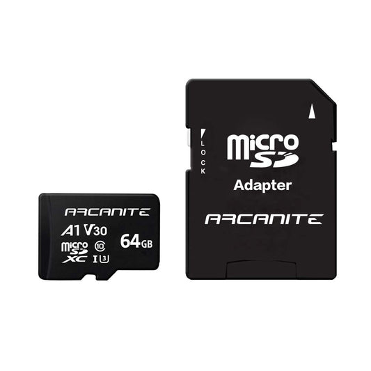 ARCANITE 64GB microSDXC Memory Card with Adapter - A1, UHS-I U3, V30, 4K, C10, Micro SD, Optimal read speeds up to 90 MB/s A1 High Speed 64 GB