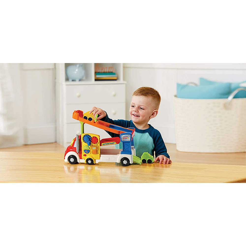 VTech Toot-Toot Drivers Big Vehicle Carrier, Baby Interactive Toys for Toddlers, 2-in-1 Car Carrier with Two Mini Vehicles, Cars with Sounds and Music, for Kids Aged 1 to 5 Years, English Version