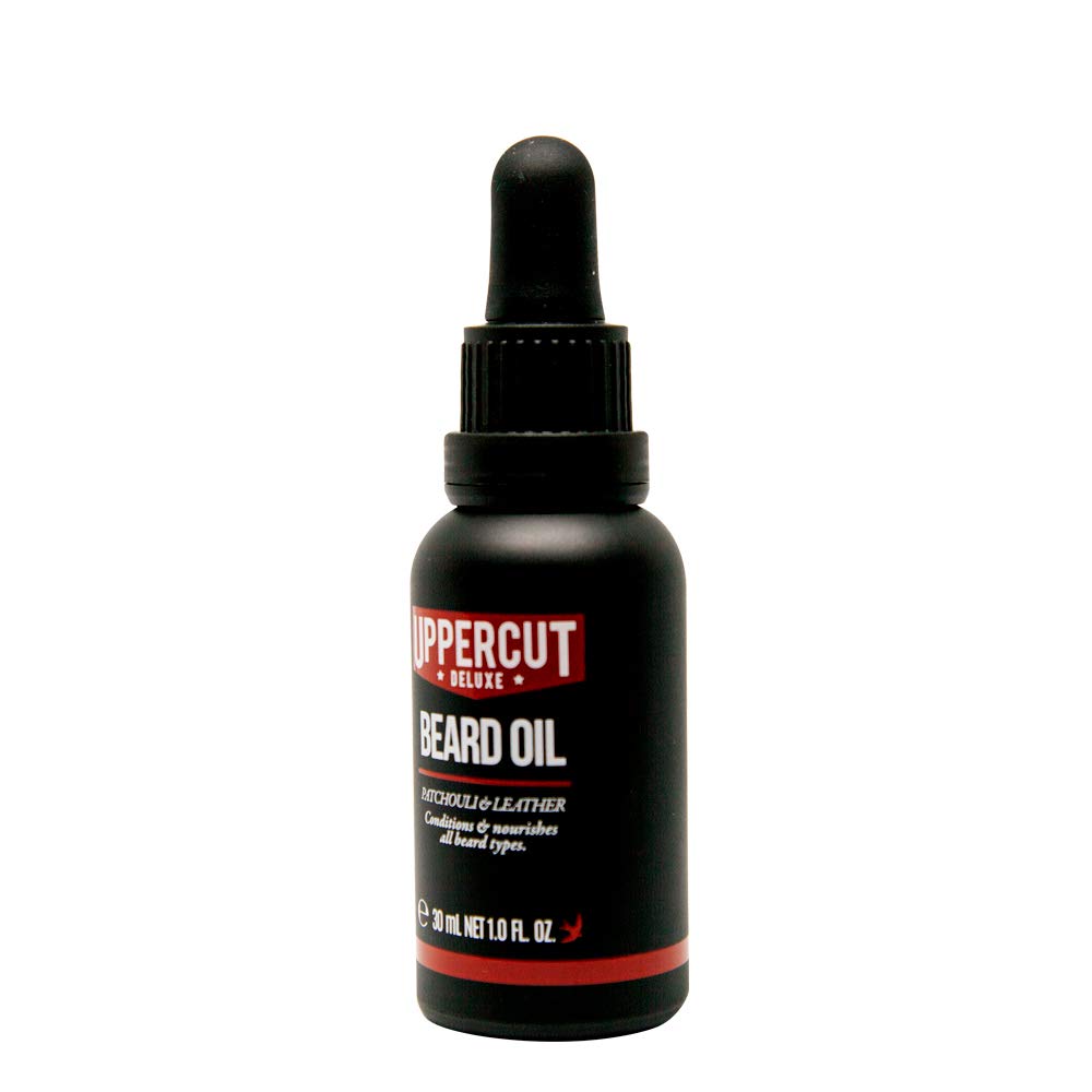 Uppercut Deluxe Beard Oil, Lightweight Beard Conditioner with Essential Oils to Nourish the Beard, Smooth Application and Light Finish, Patchouli and Leather Scent 30ml