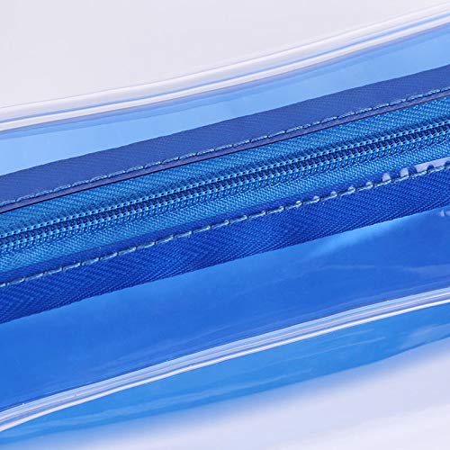 Travel Toiletry Pouch Toiletry Organizer Case Clear Plastic Blue 3 Pieces （Different Sizes）Toiletry Carry Pouch for Women Men Kids Waterproof Shower