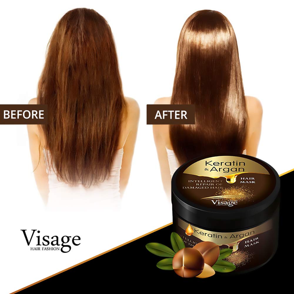 Visage Professional Hair Mask Argan Oil & Keratin | Hair Repair Treatment For Dry Damaged Hair | Hydrating And Nourishing | Deep Moisturising Hair Mask | Premium Hair Product 500Ml