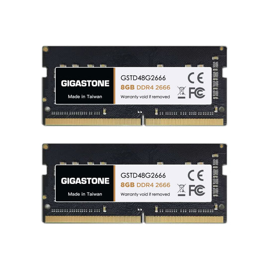 【DDR4 RAM】GIGASTONE 16GB Kit (2x8GB) DDR4 2666MHz (2400MHz or 2133MHz) PC4-21300 (PC4-19200/17000) CL19 1.2V SODIMM 260 Pin Unbuffered Non ECC High Performance Notebook Laptop Memory Upgrade 16GB (2x8GB) DDR4 2666MHZ Sodimm