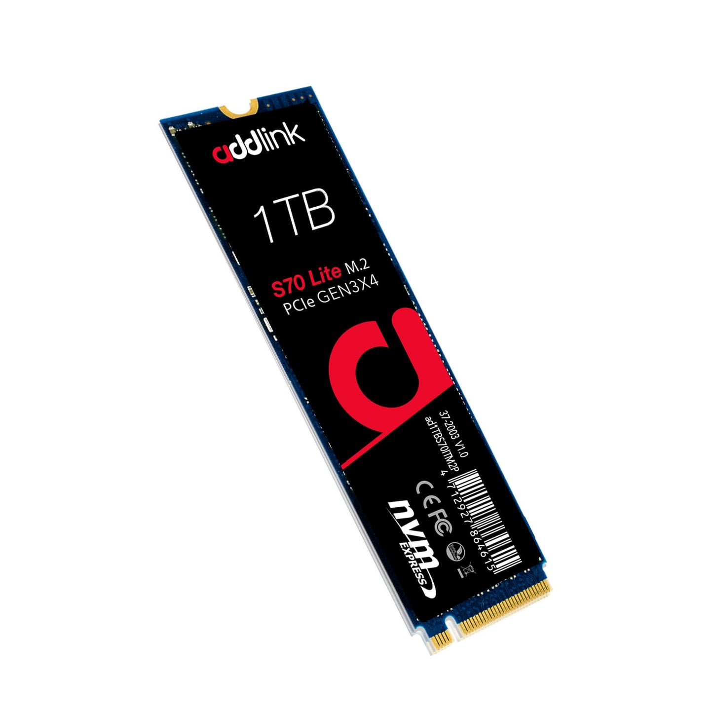 addlink S70 Lite 1TB M.2 PCIe Gen3 Ultra Durability NVMe Internal Gaming SSD,Up to 3200 MB/s - SLC Cache 3D NAND Internal SSD, Low-Power Consumption SSD (aUK1TBS70M2P) S70 Series (Speed Up To 3500MB/s)