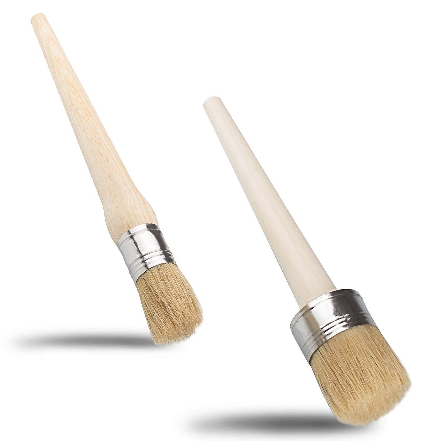 ASelected 2 Pack Furniture Paint Brushes for Chalk Paint 25mm 50mm Natural Bristle Round Wax Brush Set for Painting Waxing Furniture Home Decor Pottery Glazing