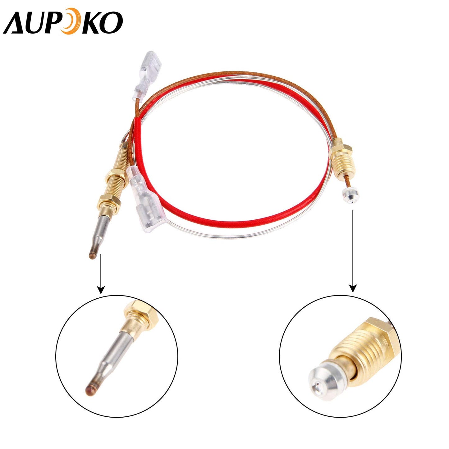 Aupoko Patio Heater Thermocouple, Outdoor Heater Replacement Parts M8 x 1 End Connection Nuts Thermocouple 410 mm Length M6 x 0.75 Head Thread with 6.3 MM/0.25'' Flat Terminal