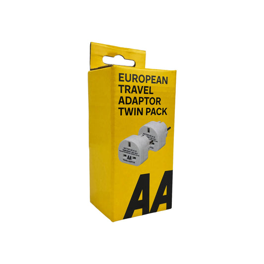 AA AA6585 Pair of UK-EU 13 Amp Plug Adaptors - Essential Travel Accessory for Europe