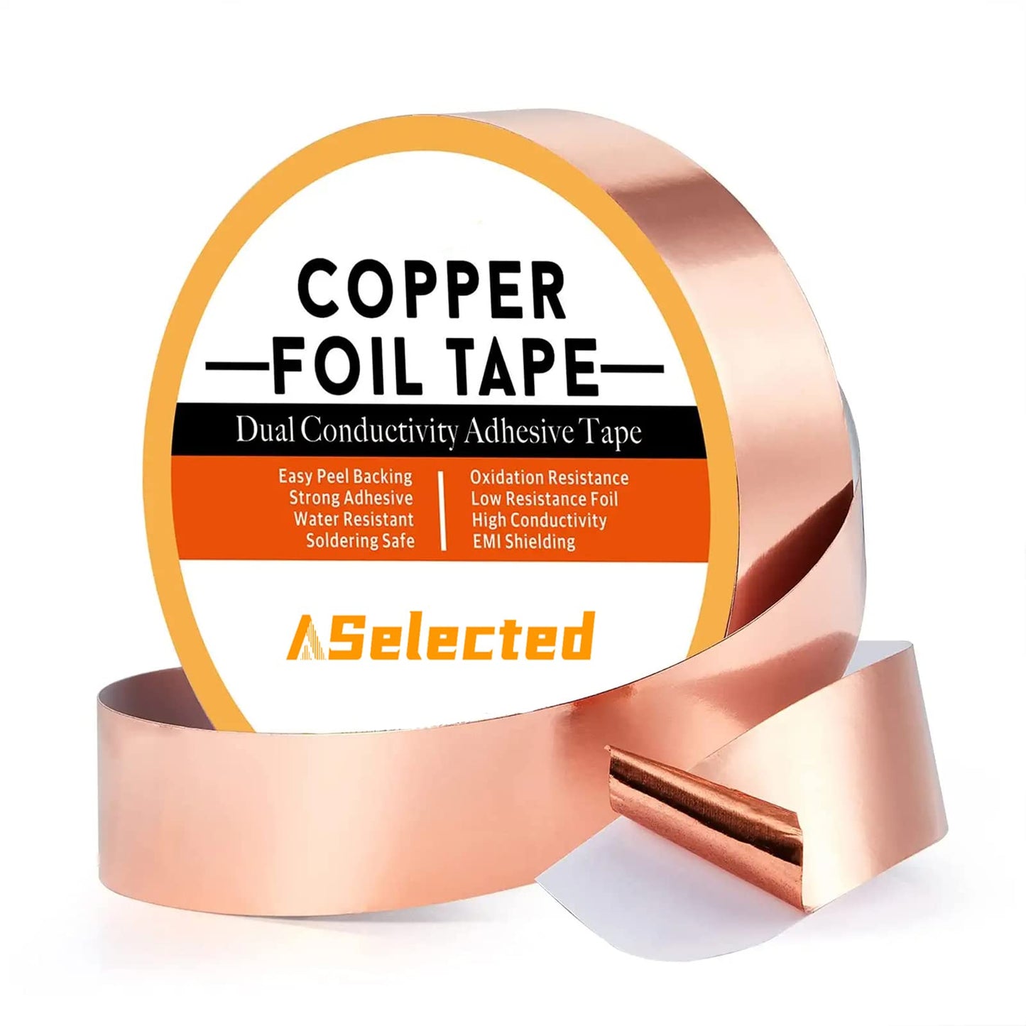 ASelected Copper Tape Slug Repellent 30mm x 20M roll Copper Slug Tape for Slugs Repellent Copper Strips Tap for Garden Anti Slug Snails Control Stained Glass EMI Shielding Electrical Repairs