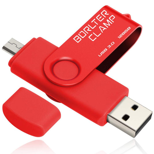 128GB Dual USB 3.0 Flash Drive OTG Memory Stick, Pendrive with microUSB Drive for Android Phone, Tablet and Computer (Red) 128GB Red