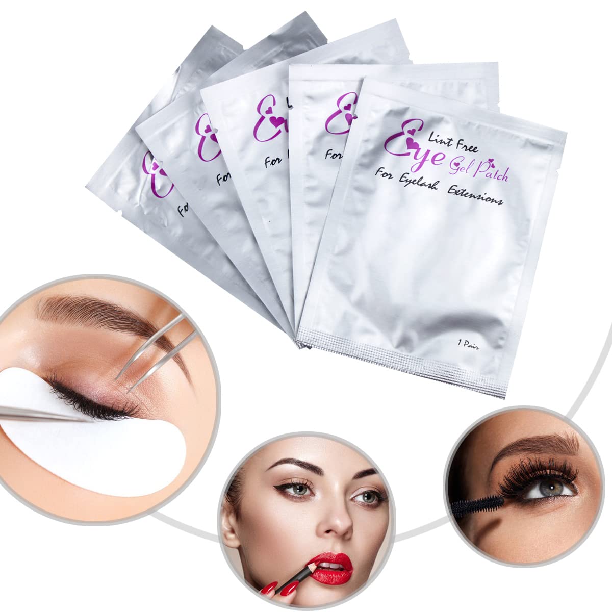 Under Eye Gel Pads 50 Pairs Gel Eye Pads for Lash Eyelash Extensions Lint Free Eye Patches