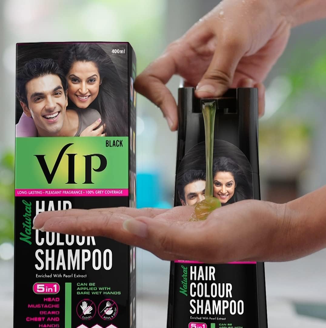 VIP 5 in 1 Hair Colour Shampoo base Hair Color 180 ml Black Hair Colour