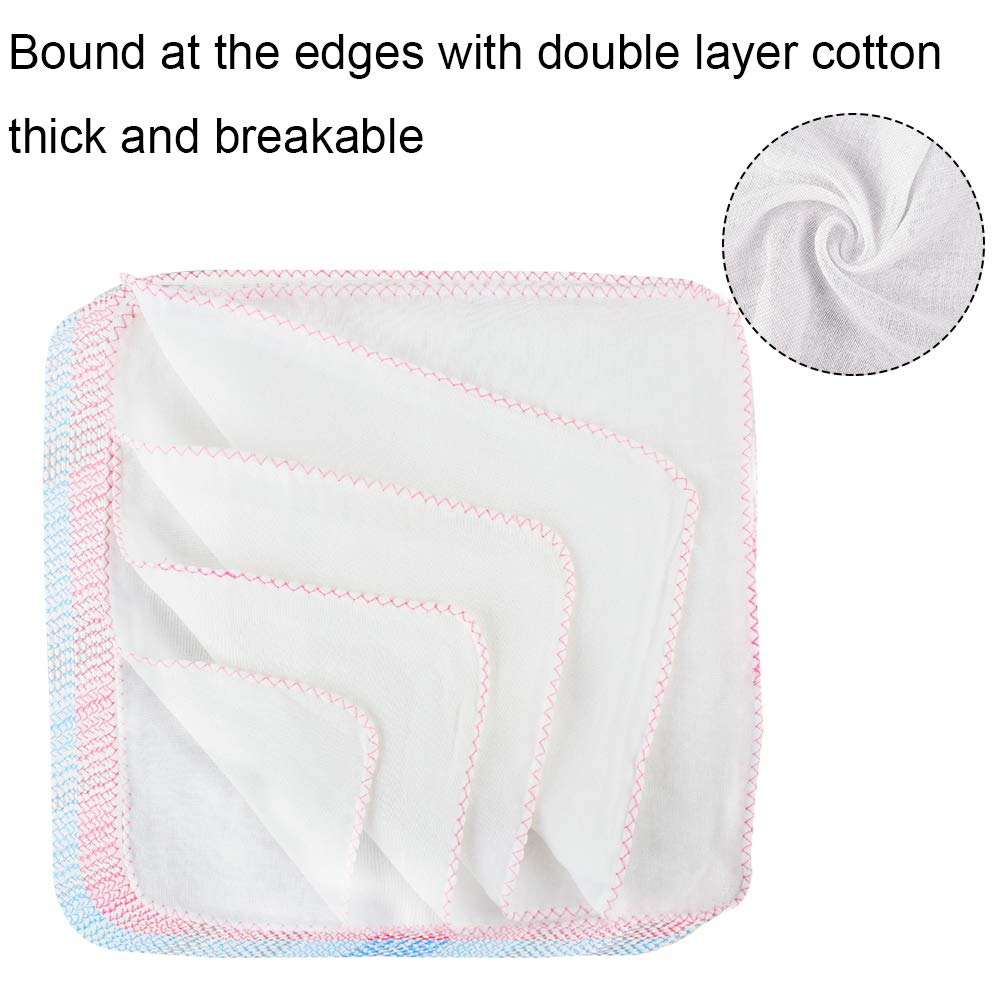 30 Pieces Cotton Facial Cleansing Muslin Cloths, Soft Makeup Remover Wipes for Face Washing and Makeup Removing (30cm x 30cm, 2 Colors)