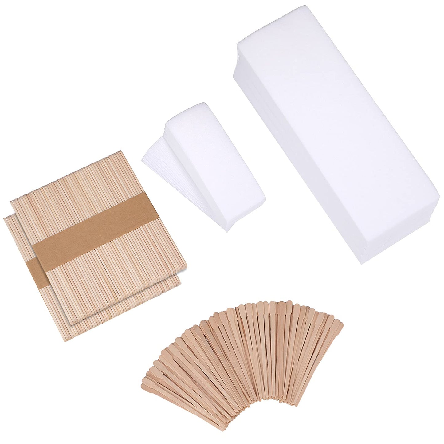 250 Pieces Wax Strips Sticks Kit Includes Non-Woven Waxing Strips Facial Wax Strips and Wooden Wax Applicator Sticks for Body Skin Hair Removal