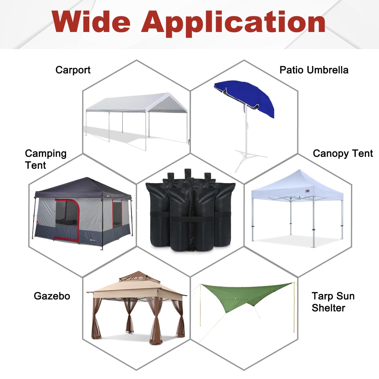 ABCCANOPY Heavy Duty Premium Instant Shelters Gazebo Weight Bags for Pop up Gazebo, Outdoor Patio, Backyard - Set of 4-50lb Capacity per Bag Large