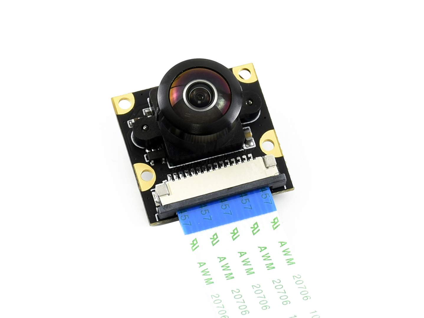 Waveshare IMX219-200 Camera Applicable for Jetson Nano Developer Kit for Raspberry Pi 5 /Pi4/CM4, 8 Megapixels 200° FOV Suits for AI Projects Face and License Plate Recognition Road Mark Detection