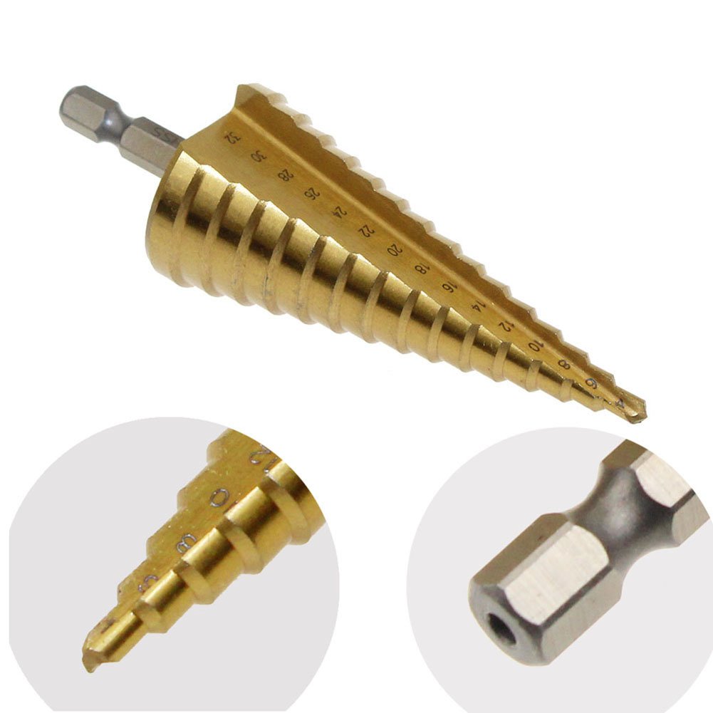 3PCS HSS Step Bits, High Speed Steel Step Drill Bits Set - (4-12mm, 4-20mm and 4-32 mm) Cone Drill Bits Hole Cutter for Wood, Stainless Steel, Sheet Metal