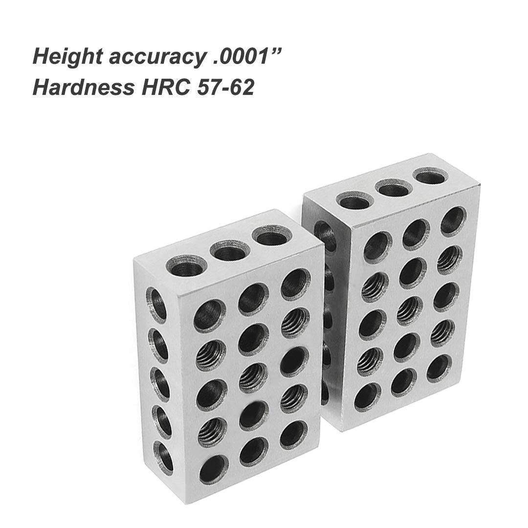 2Pcs 1-2-3 Precision Blocks Ultra Precision Blocks Set Matched Machinist 123 Hardened Milling Tool 23 Holes