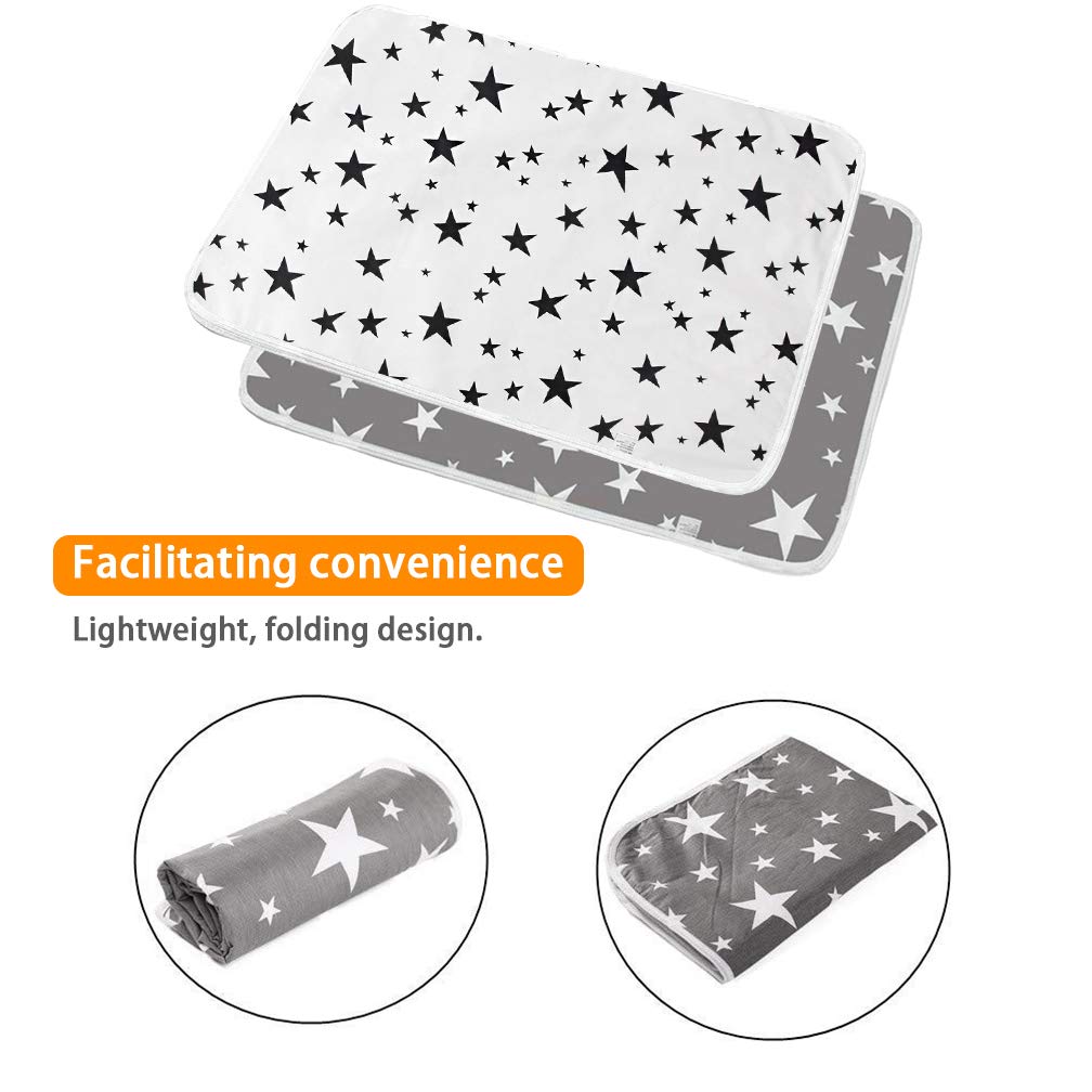 Baby Diaper Changing Pad SACONELL 2 Pack 19.6'' X 27.5'' Portable Waterproof Change Mat Unisex Newborn Diapering Sheet Protector Cotton Absorbent Sheet Bed Pads(Grey & White)