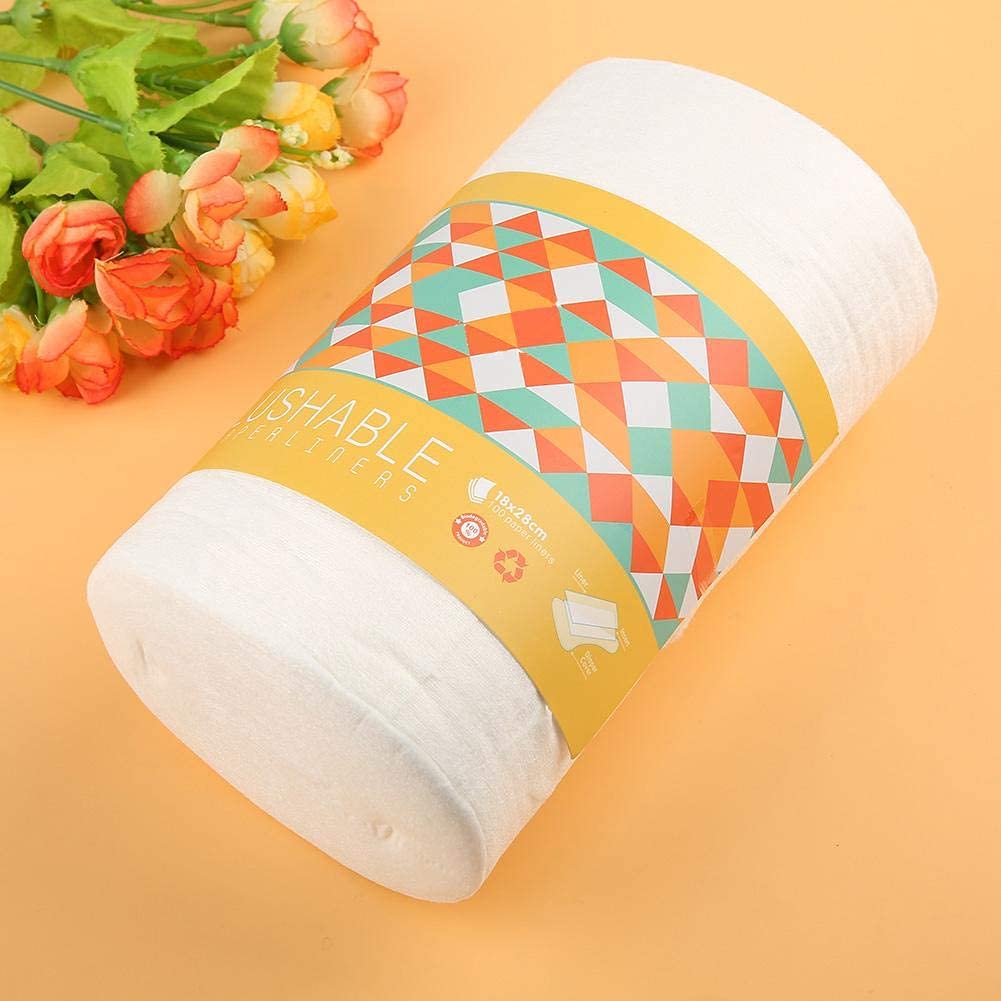 100 Sheets Natural Bamboo Disposable Unscented Diaper Liners Bio-degradable Nappy Liners Inserts Flushable Cloth Diapers Super Absorbent Dye-Free Keep Baby Skin Dry