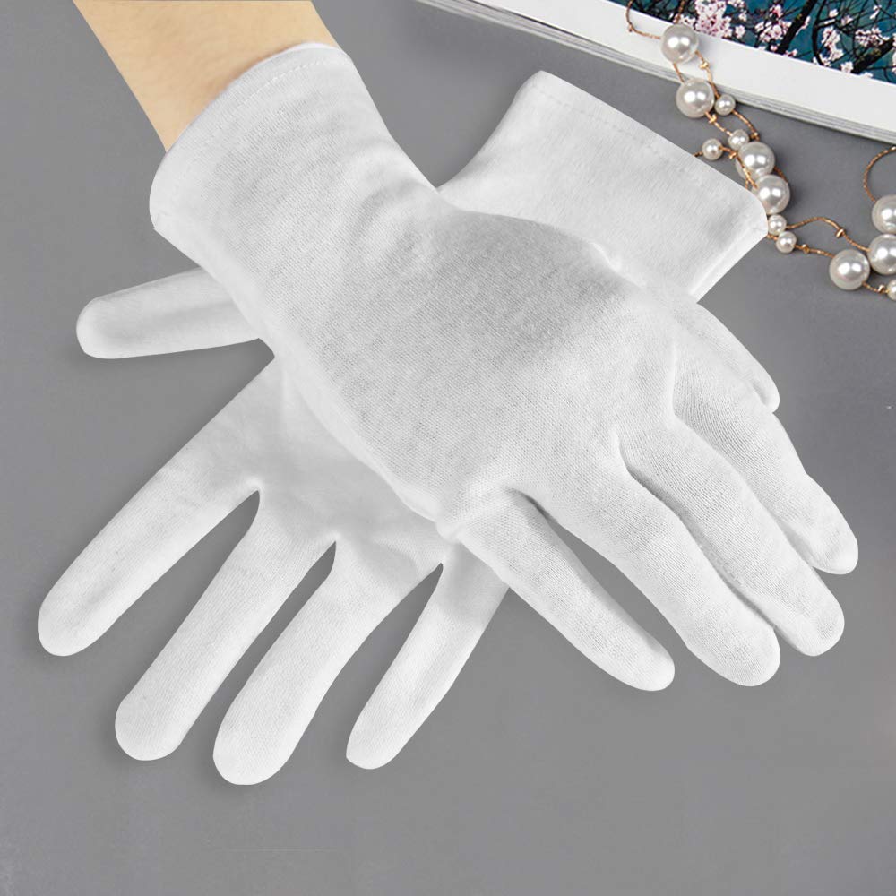 4 Pairs Moisturising Gloves and 4 Pairs Socks Nabance Moisturising Cotton Gloves Moisture Socks White Hand Gloves for Dry Hands Skin Care and Foot Spa(8 pairs/16pcs) 16 Count (Pack of 1)